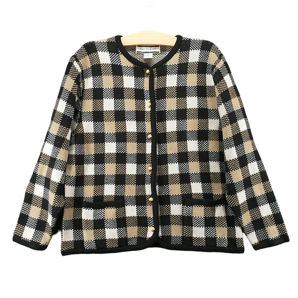 Crystal Kobe Women's Button-Up Cardigan Sweater Multi Large Front Pockets